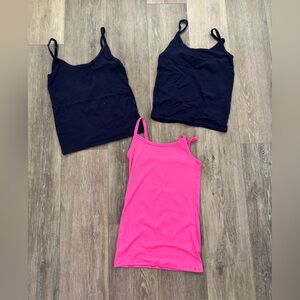 No Boundaries Vibrant Pink Tank Top and 2 Forever 21 Blue Tanks